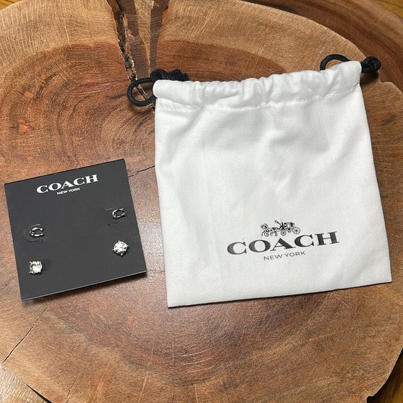 NWT COACH Signature Stud & Crystal Stud Earrings Set - Picture 8 of 8